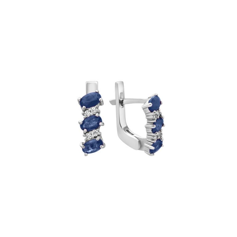 Sterling silver earrings with sapphires and fianits