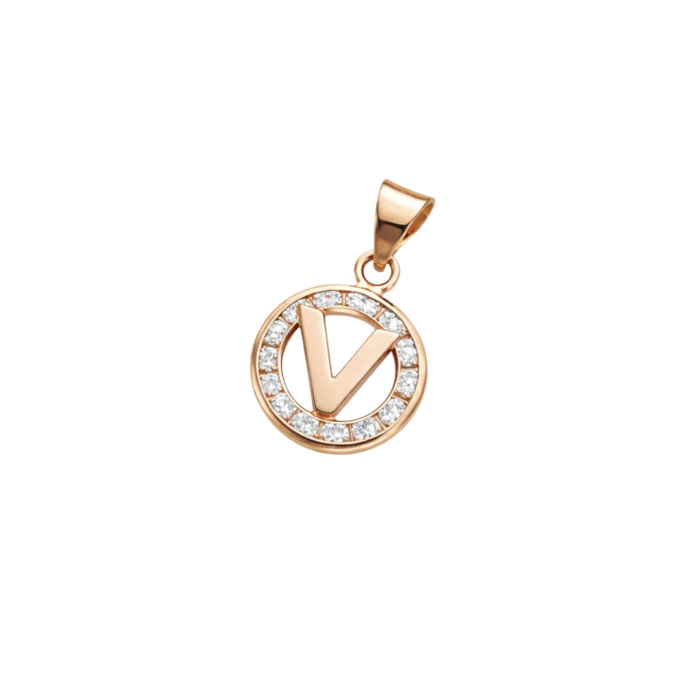 Rose Gold Pendant - Initial V