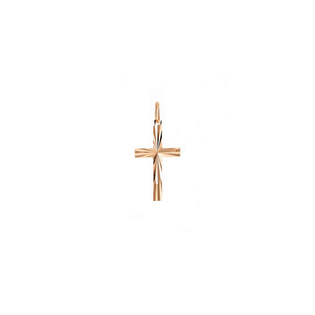 14ct rose gold engraved cross pendant