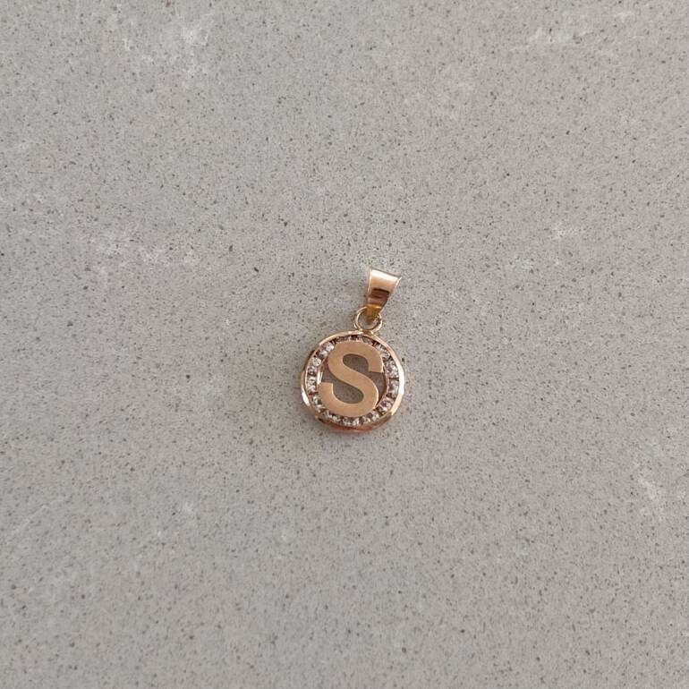 14ct rose gold pendant with cubic zirconia - initial S