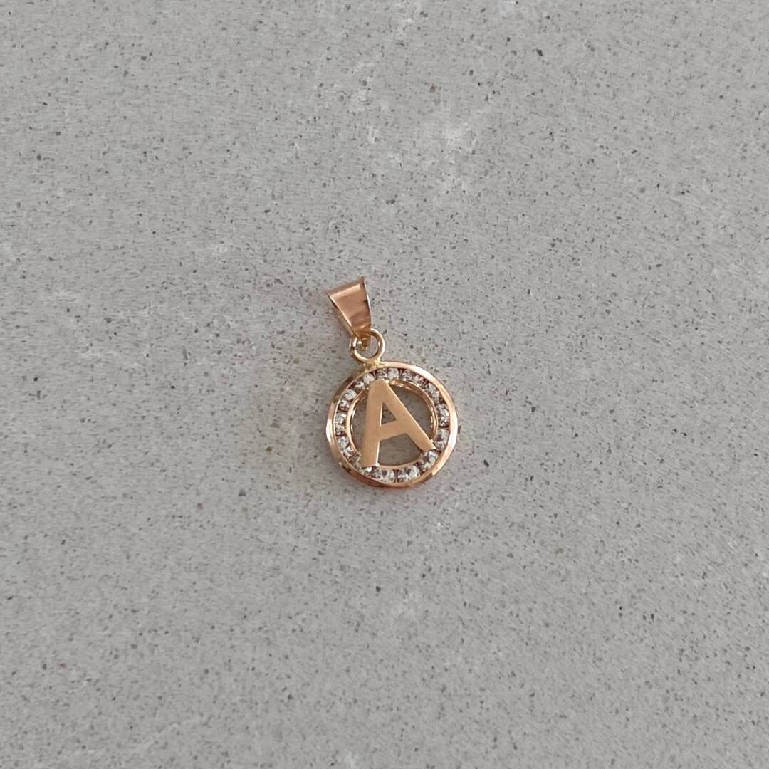 14ct rose gold pendant with cubic zirconia - initial A