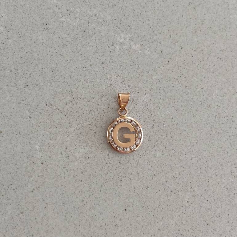 14ct rose gold pendant with cubic zirconia - initial G