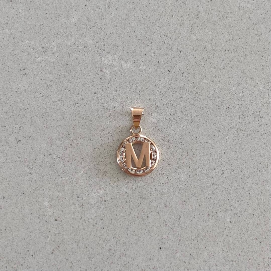 14ct rose gold pendant with cubic zirconia - initial M