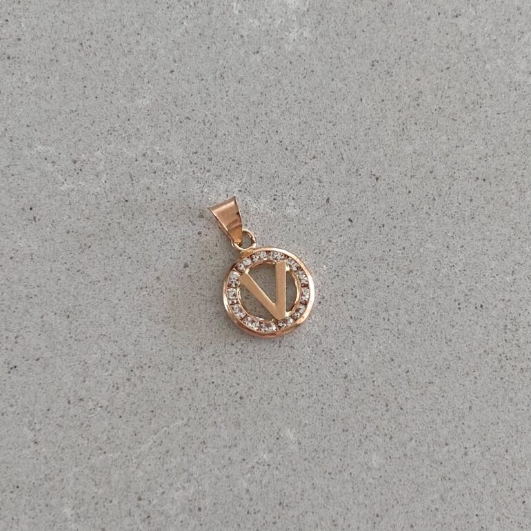 Rose Gold Pendant - Initial V
