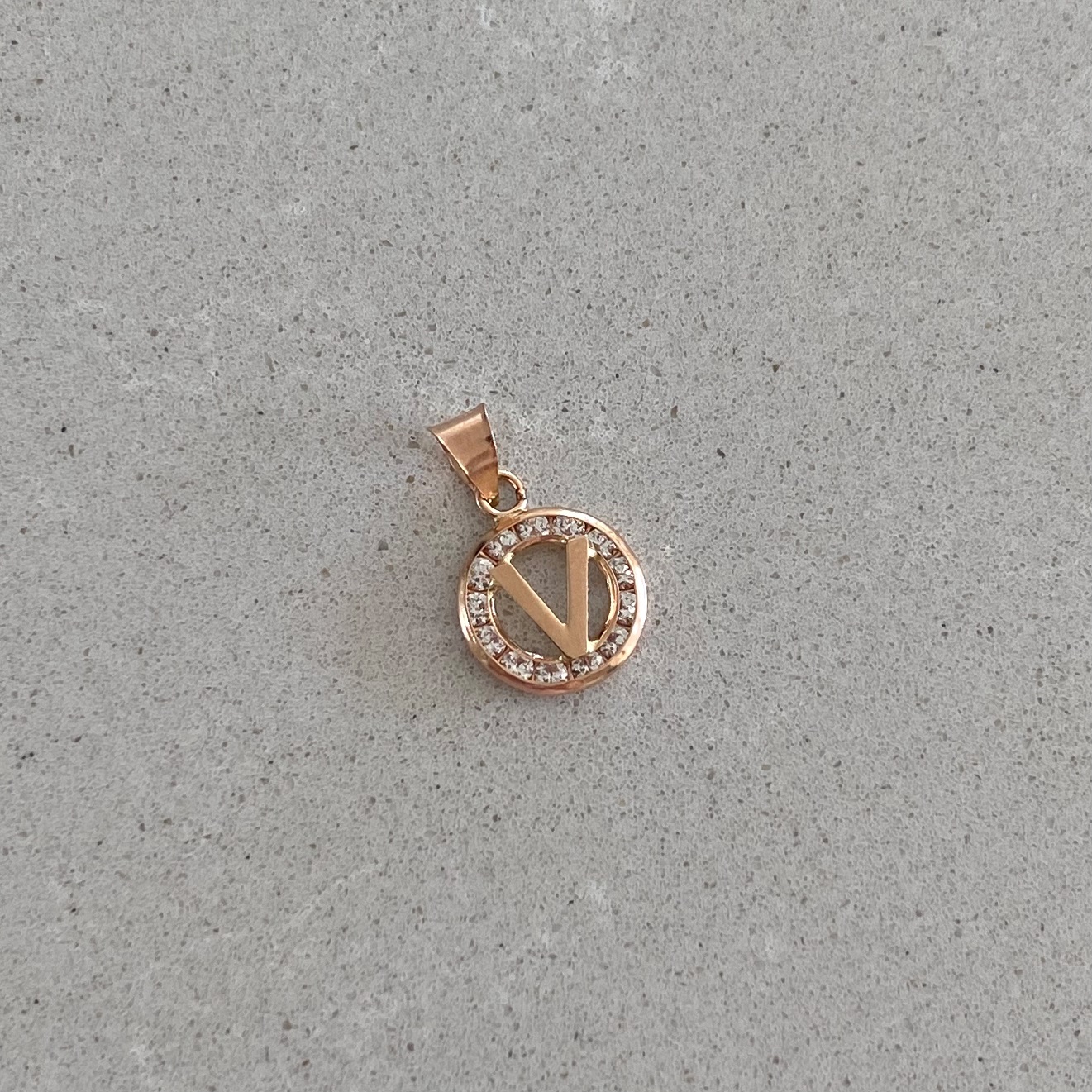 Rose Gold Pendant - Initial V