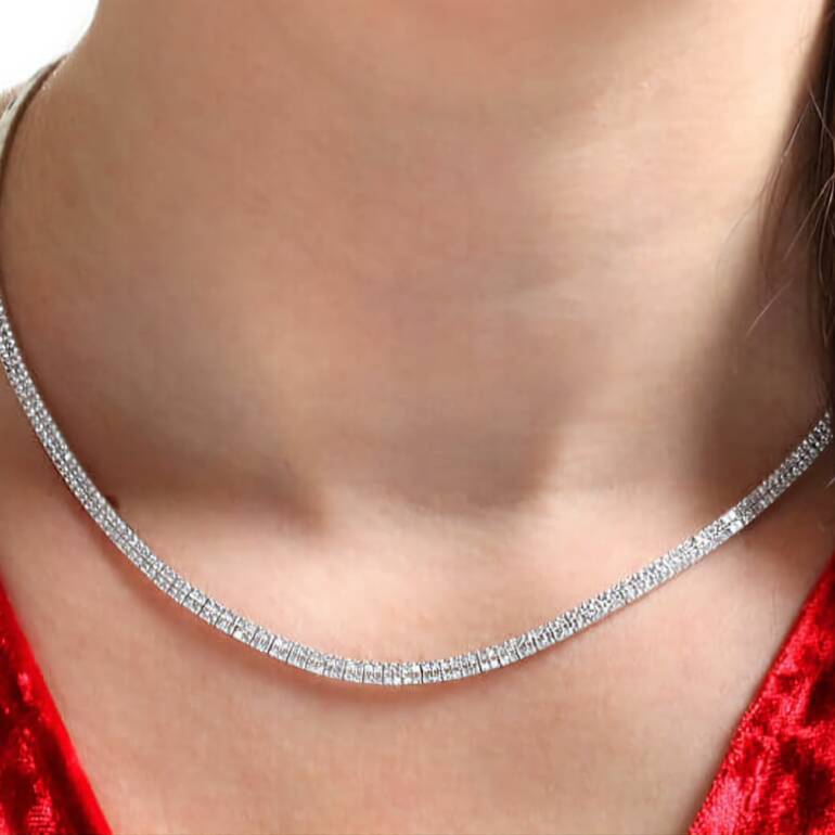 sterling silver necklace with cubic zirconia