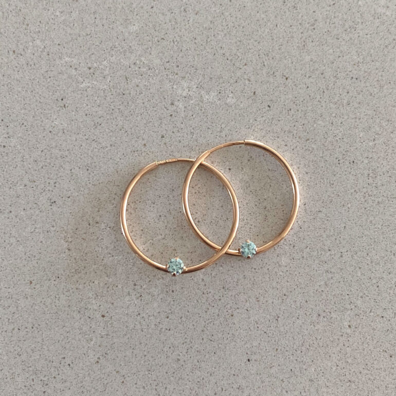 Rose Gold Hoop Earrings With Cubic Zirconia