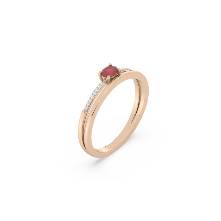 Auksinis Žiedas Su Rubinu Ir Deimantais