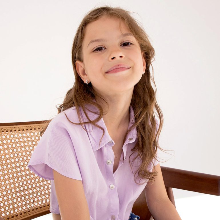 Sterling silver stud ballerina earrings for kids with cubic zirconia