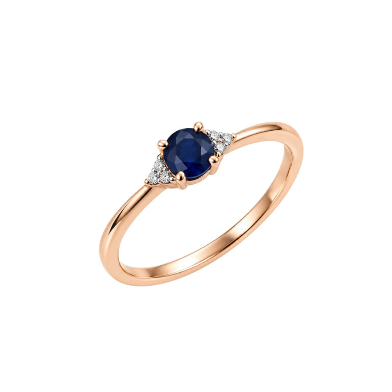 Rose Gold Ring With Sapphire And Diamonds