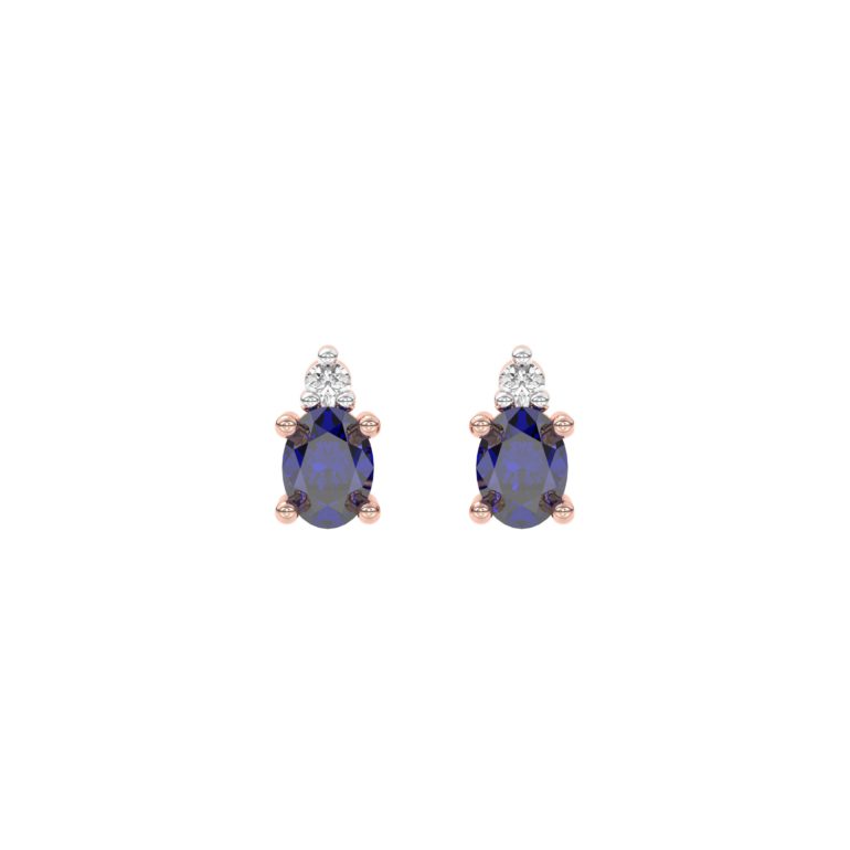 Rose gold stud earrings with sapphires and diamonds