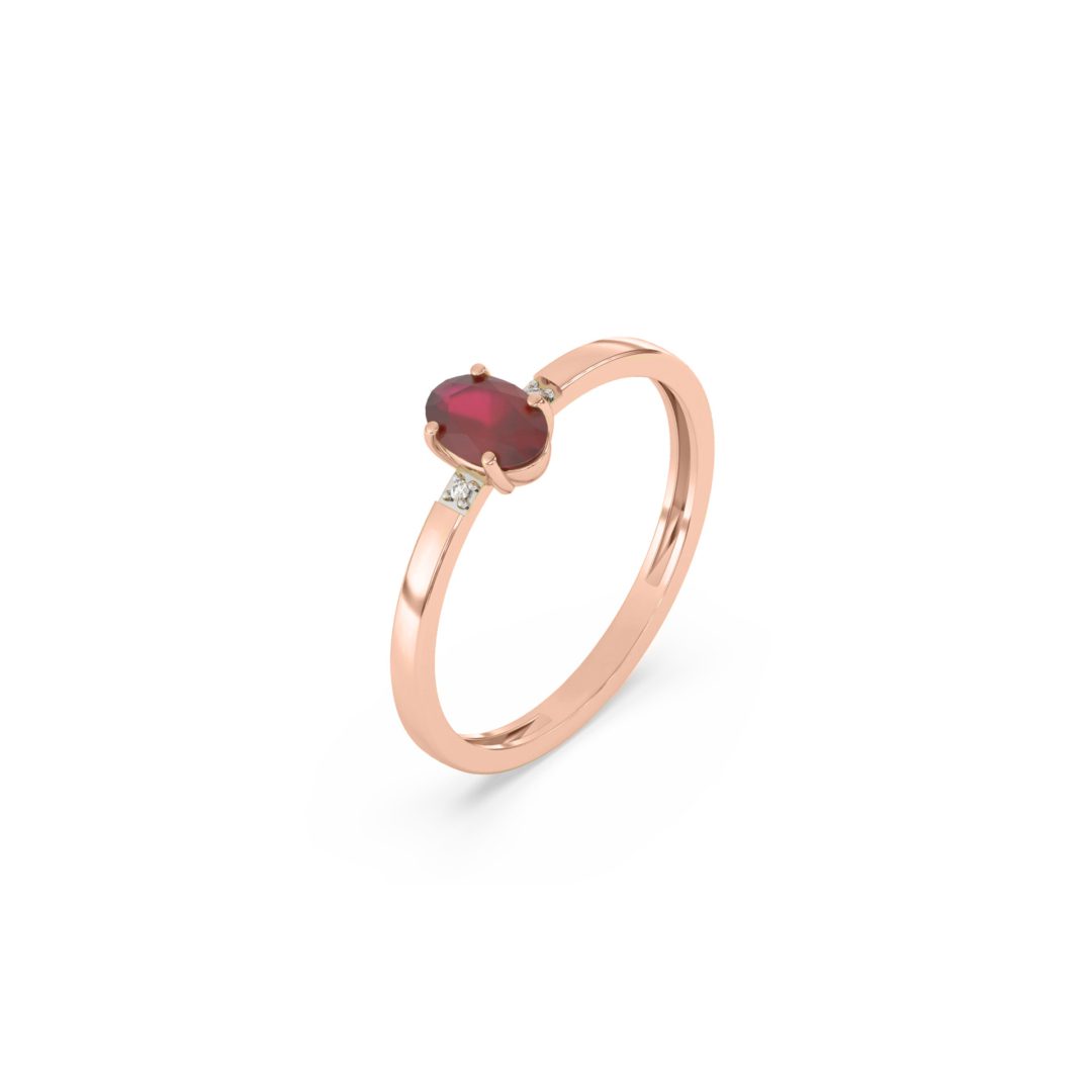 Rose gold ring with ruby and diamonds