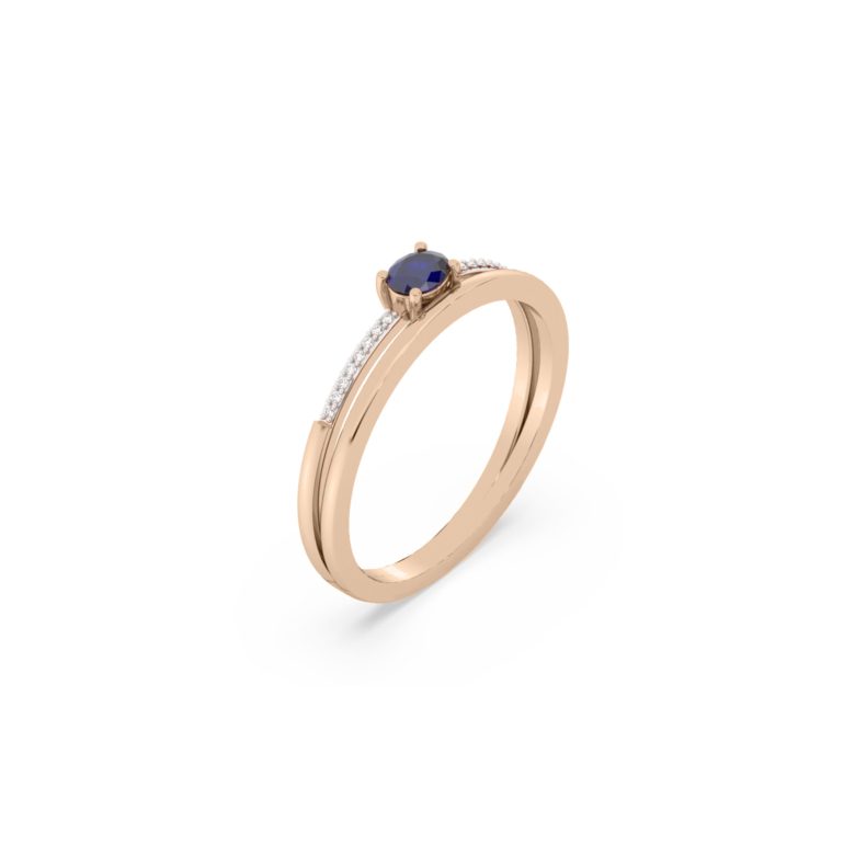 Auksinis Žiedas Su Safyru Ir Deimantais