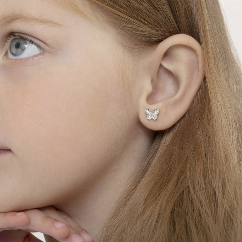 Sterling silver stud earrings for kids - butterfly