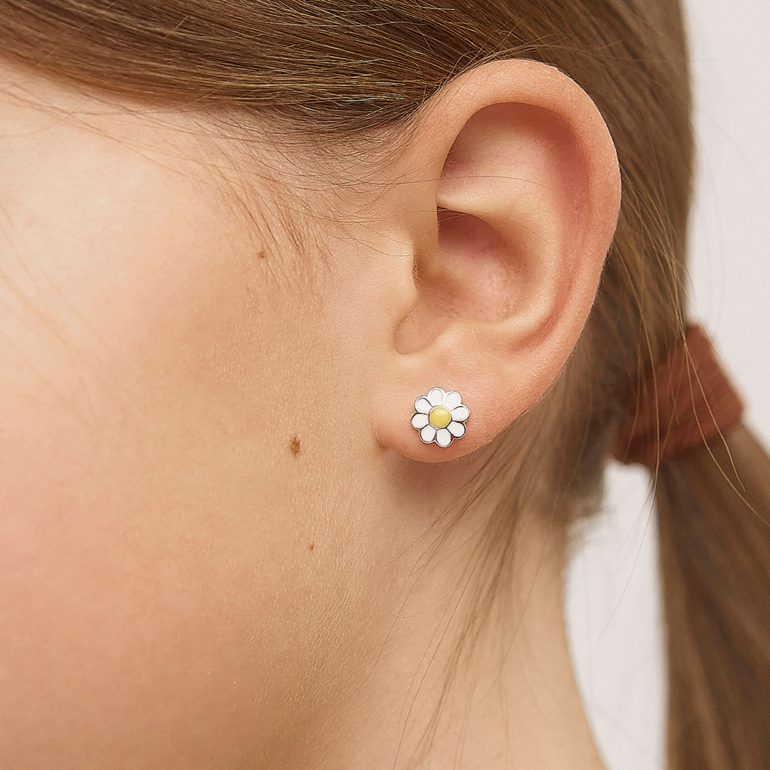 Sterling silver stud earrings for kids - flowers