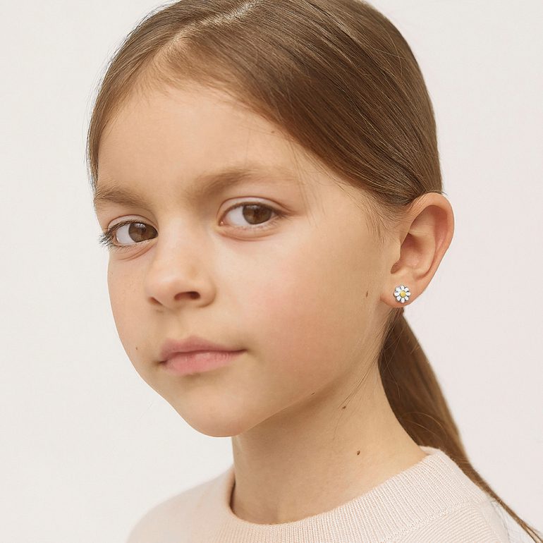 Sterling silver stud earrings for kids - flowers