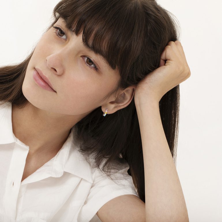 Vaikiškos sidabrinės rinkutės – spalvotos širdutės