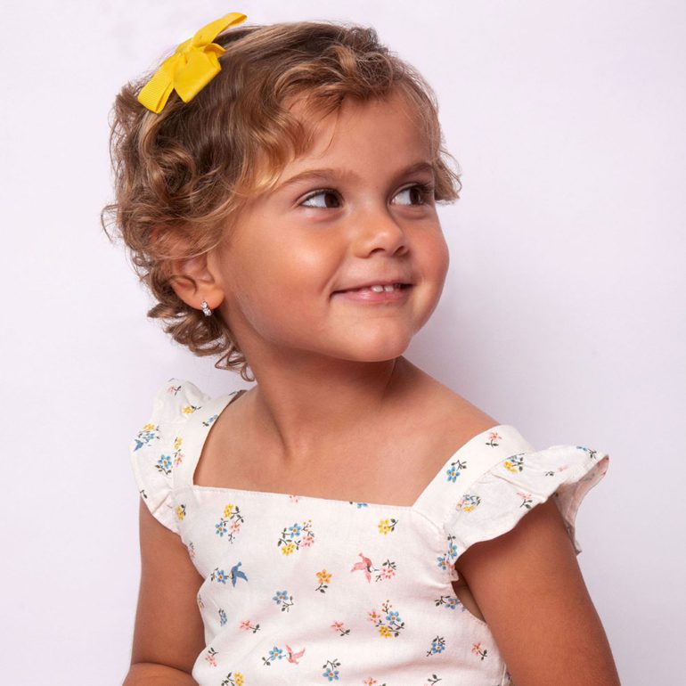 Sterling silver kids hoop earrings with cubic zirconia