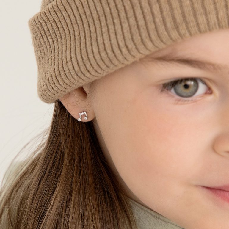 sterling silver stud earrings with cubic zirconia - musical notes