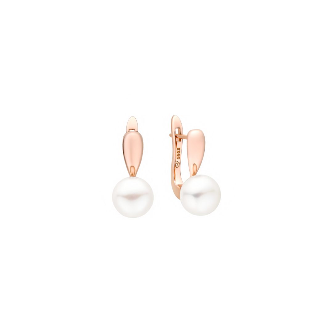 Gold plated sterling silver earrings with white pearls