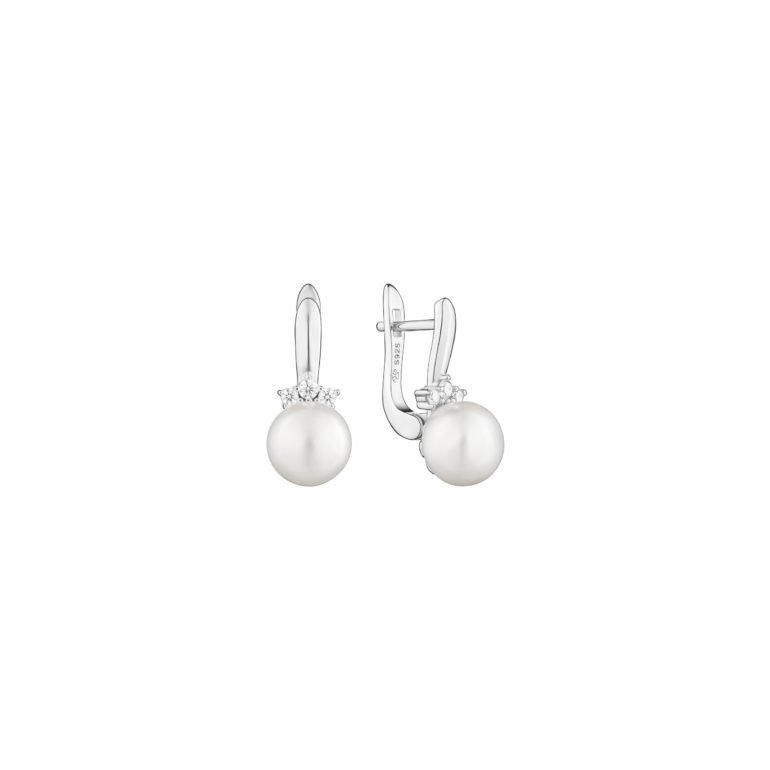 Sidabriniai auskarai su natūraliais gėlavandeniais perlais ir cirkoniais