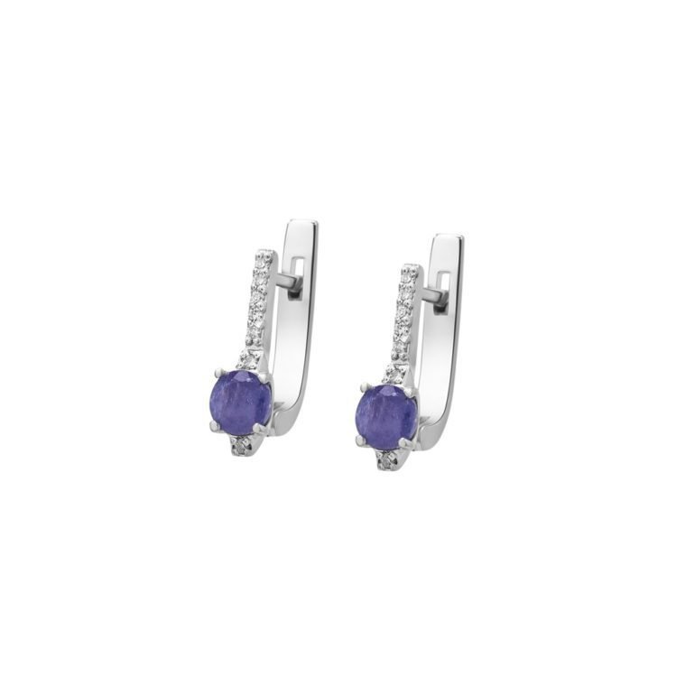 Sterling silver earrings with tanzanites and fianits