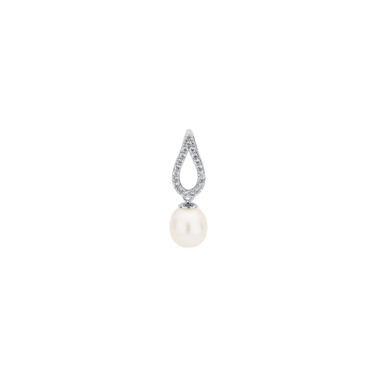 Sterling silver pendant with pearl and cubic zirconia