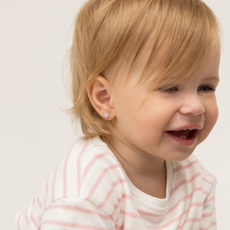 sterling silver stud star earrings with cubic zirconia