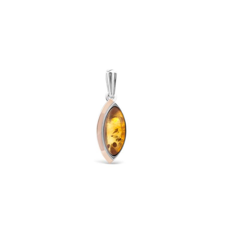 Gold plated sterling silver pendant with amber