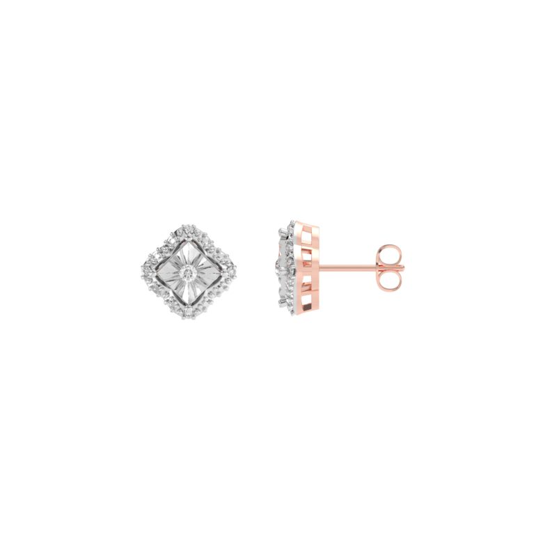 Rose gold stud earrings with diamonds