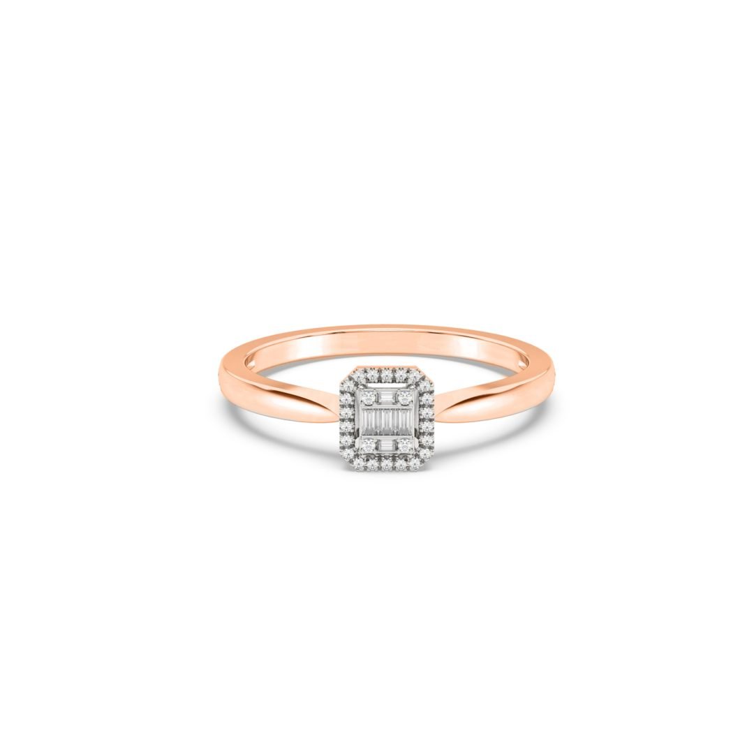 Rose gold ring with diamonds