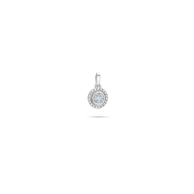 A dainty white gold pendant with diamond