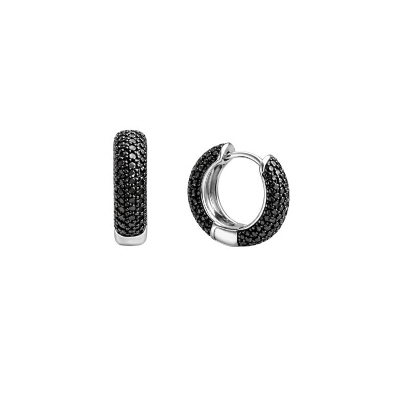 Sidabriniai Auskarai Rinkutės Su Juodais Cirkoniais