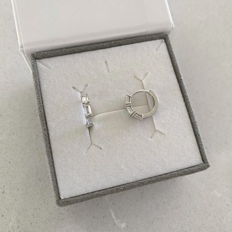 Sterling silver hoop earrings with cubic zirconia
