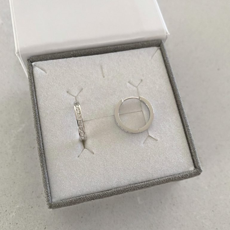 Sterling silver hoop earrings with cubic zirconia
