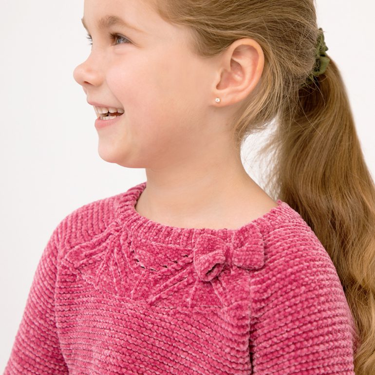 yellow gold kids earrings with diamonds