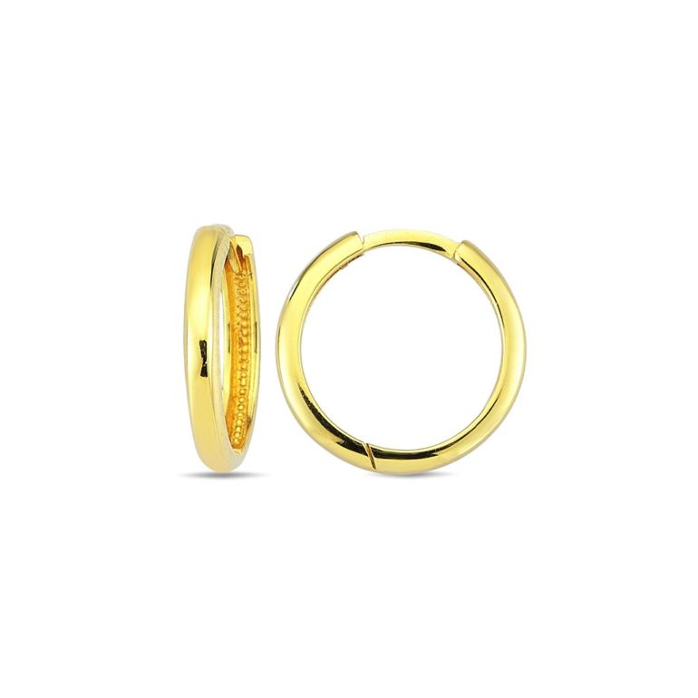 Yellow gold hoop earrings 15mm