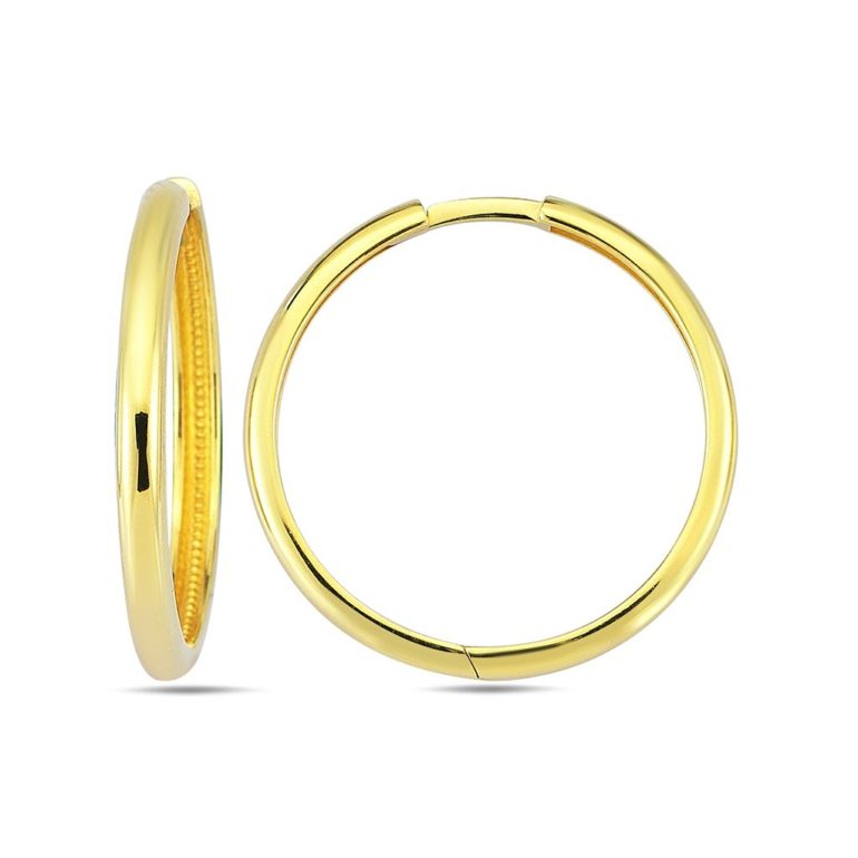 Yellow gold hoop earrings 22mm