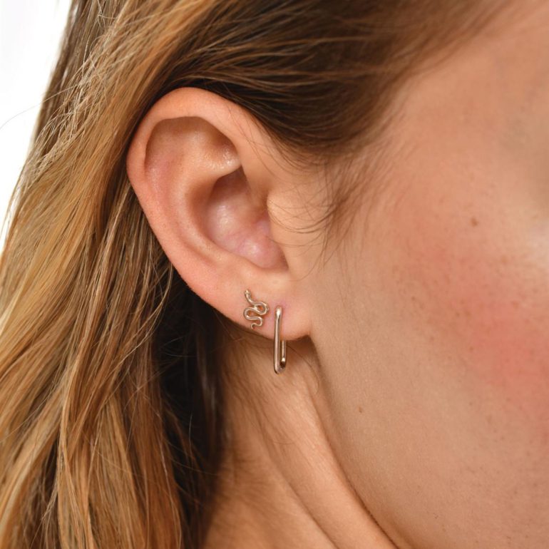 Rose gold stud earrings - snake