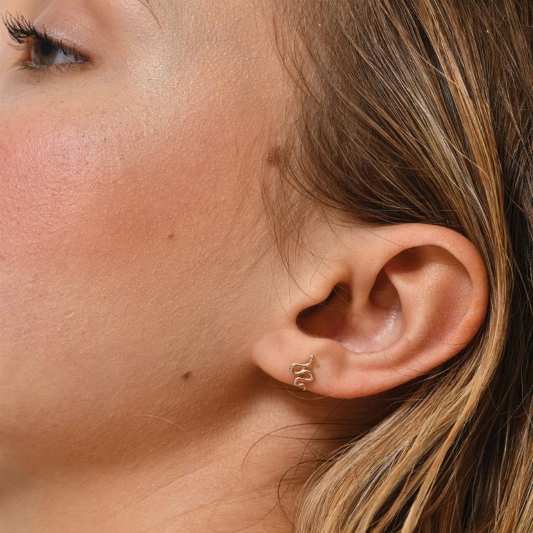 Rose gold stud earrings - snake