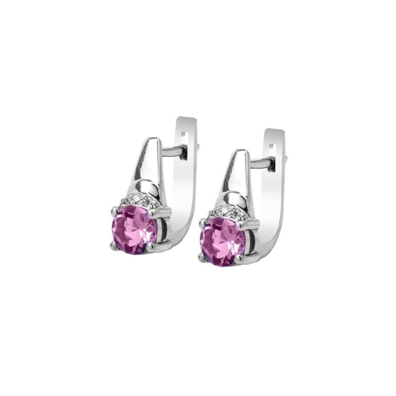 Sterling silver earrings with alexandrites and fianits