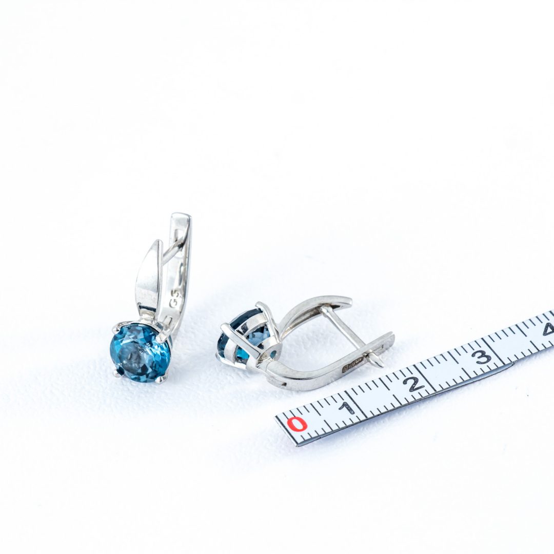 Sterling silver earrings with London blue topaz