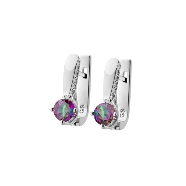 Sterling silver earrings with mystic topaz and fianits