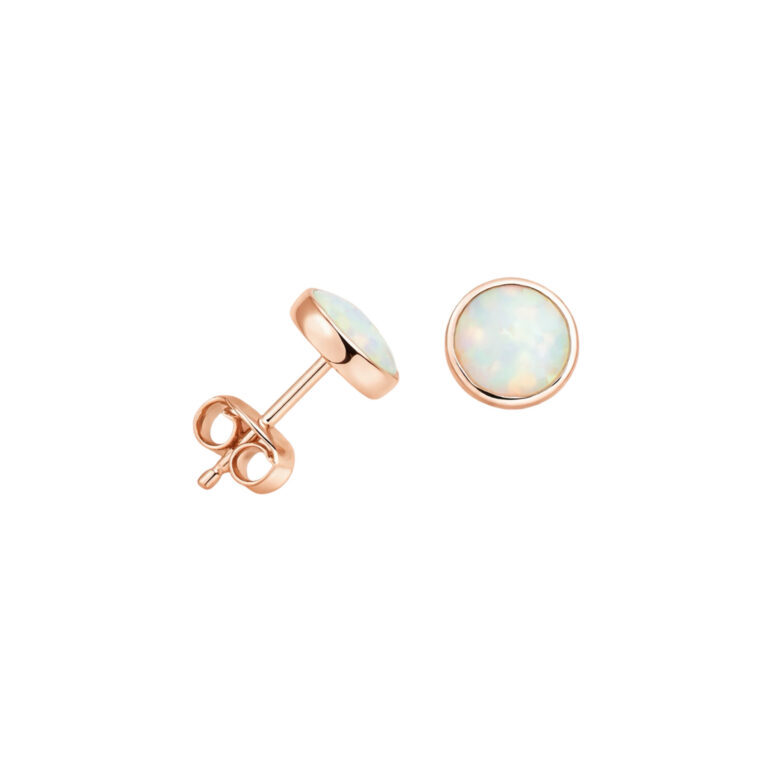 Rose Gold Stud Earrings With Opal