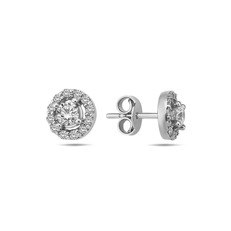 White gold stud earrings with cubic zirconia