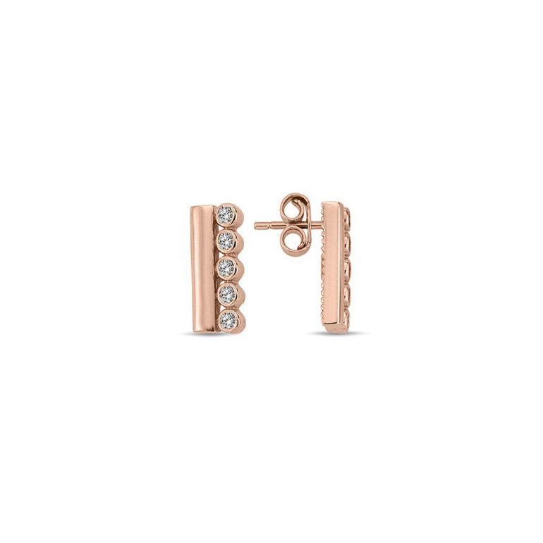 Auksiniai minimalistiniai adatiniai auskarai su cirkoniais