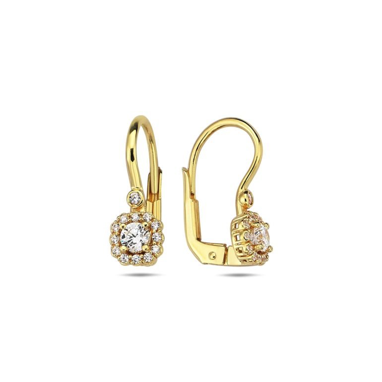 Yellow gold earrings with cubic zirconia
