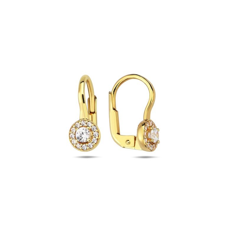 Yellow gold earrings with cubic zirconia