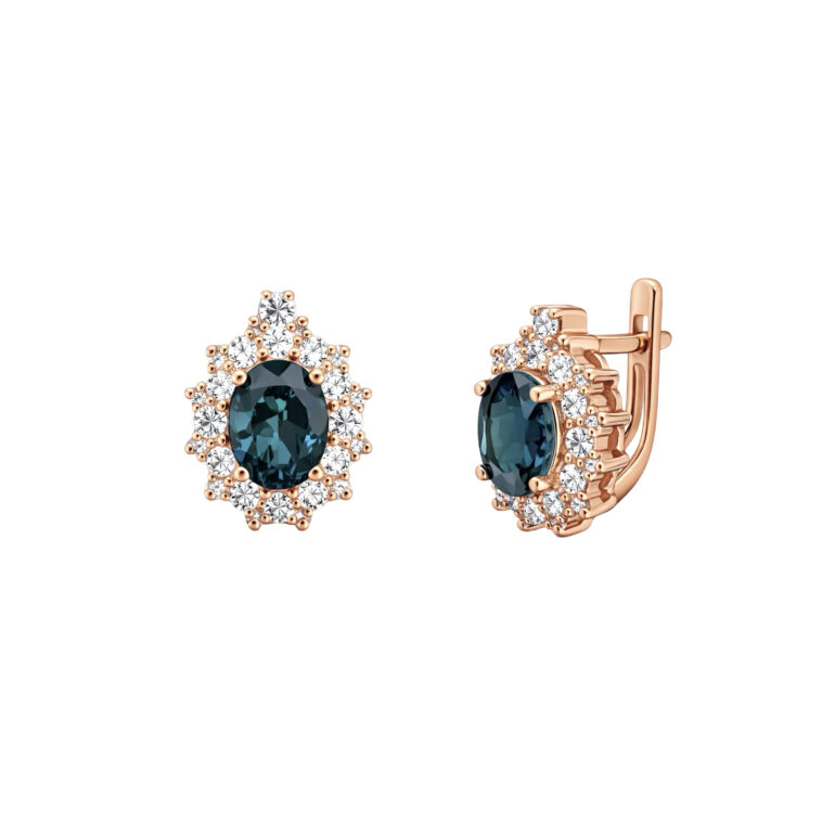 Rose Gold Earrings With London Blue Topaz