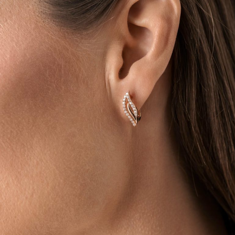 auksiniai auskarai su cirkoniais